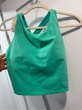 Mono B Cross-Back Tank Top in Teal Green
